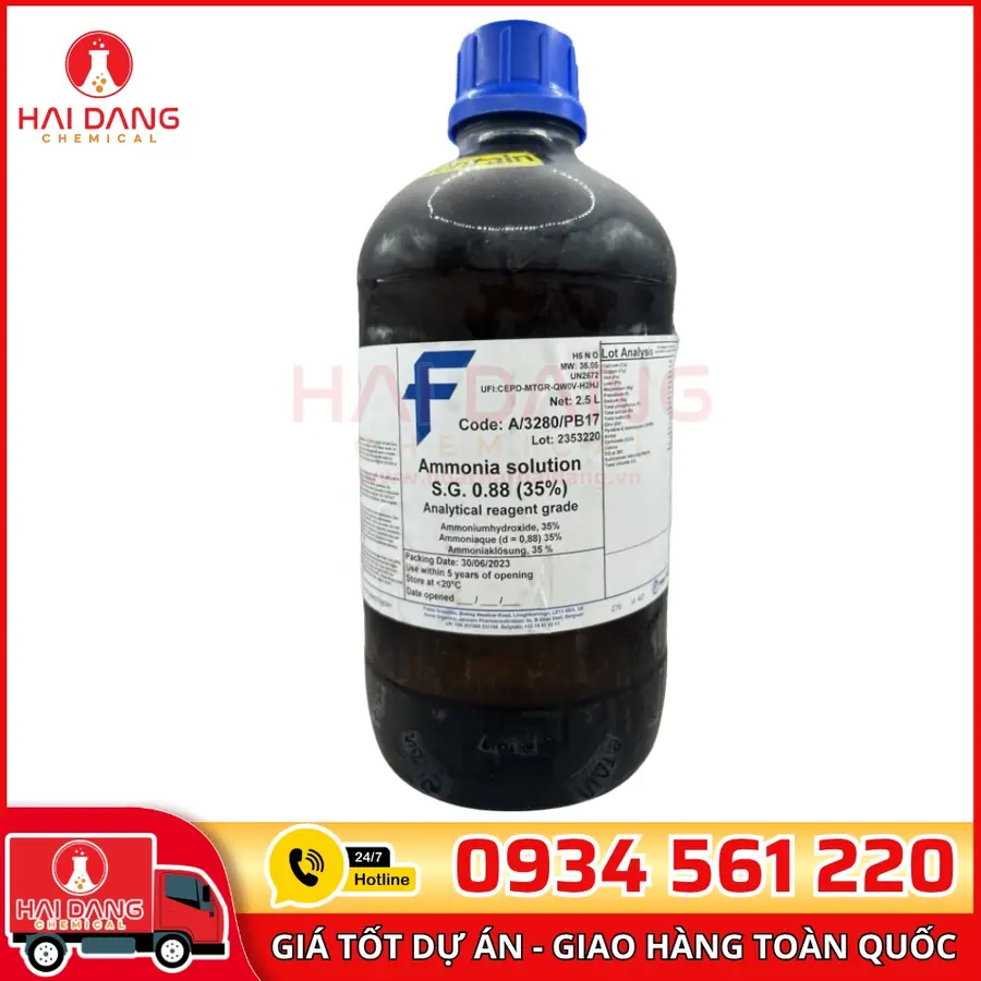Ammonia Solution 35%  lọ 2,5l, hãng Fisher