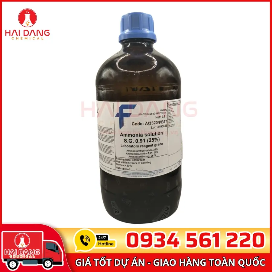 Ammonia Solution 25% lọ 2,5l, hãng Fisher