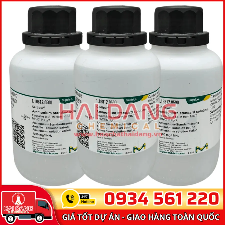 Dung dịch chuẩn Ammonium (NH₄⁺) 1000 mg/L lọ 500ml - Merck