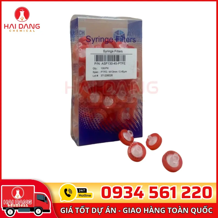 Đầu Lọc PTFE Kị Nước (Hydrophobic) 0.45μm – Ø13mm – Trung Quốc