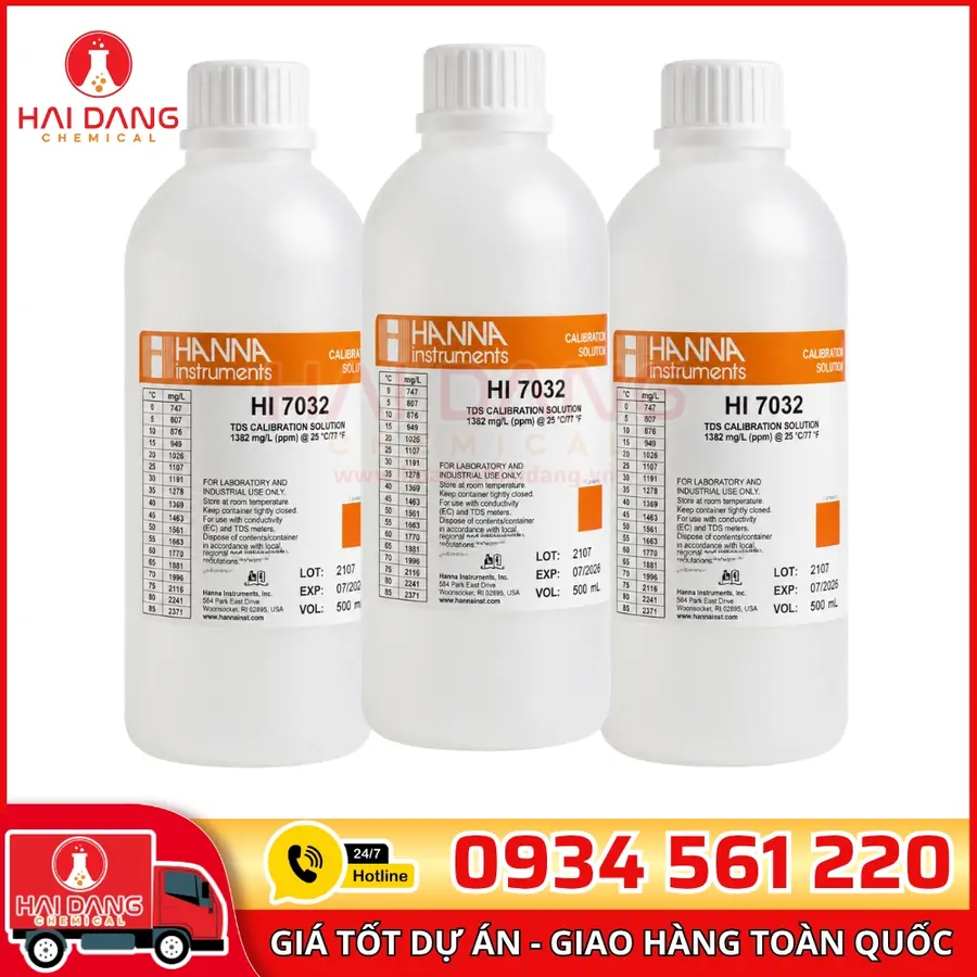 Dung dịch hiệu chuẩn TDS 12.41 g/L (ppt) HI7036L chai 500ml - Hanna Ý