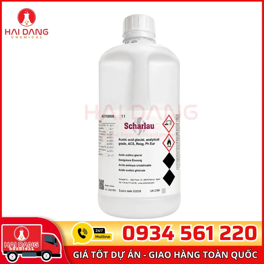 Acid Acetic Glacial, lọ 1L hãng Scharlau
