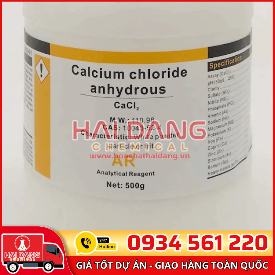 Calcium Chloride CaCl₂, lọ 500g - hãng Xilong