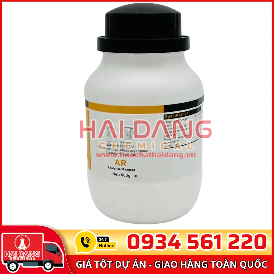 Calcium Acetate C₄H₆CaO₄, lọ 500g - hãng Xilong