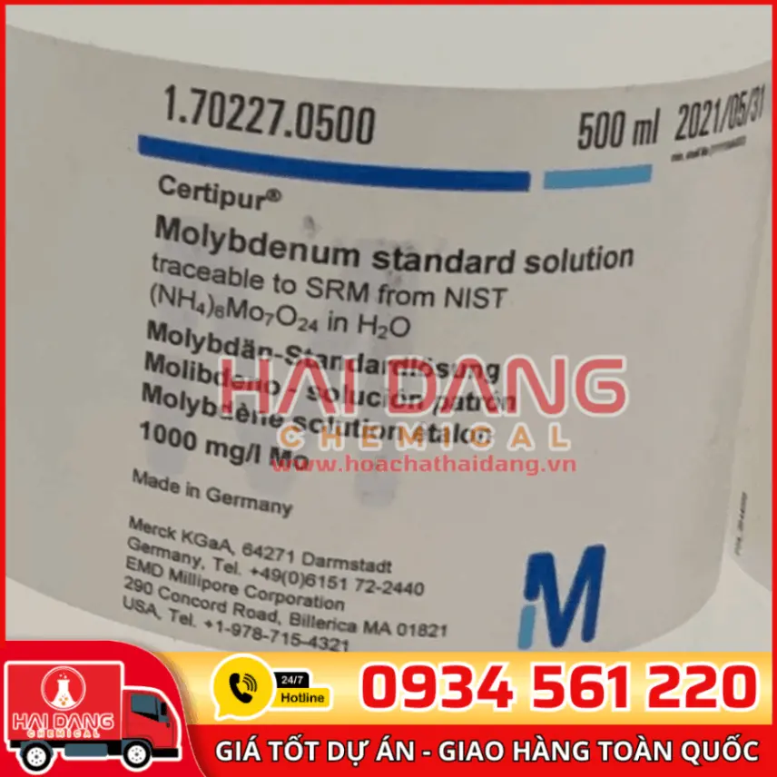 Dung dịch chuẩn Molybdenum (Mo) 1000 mg/L lọ 500ml - Merck