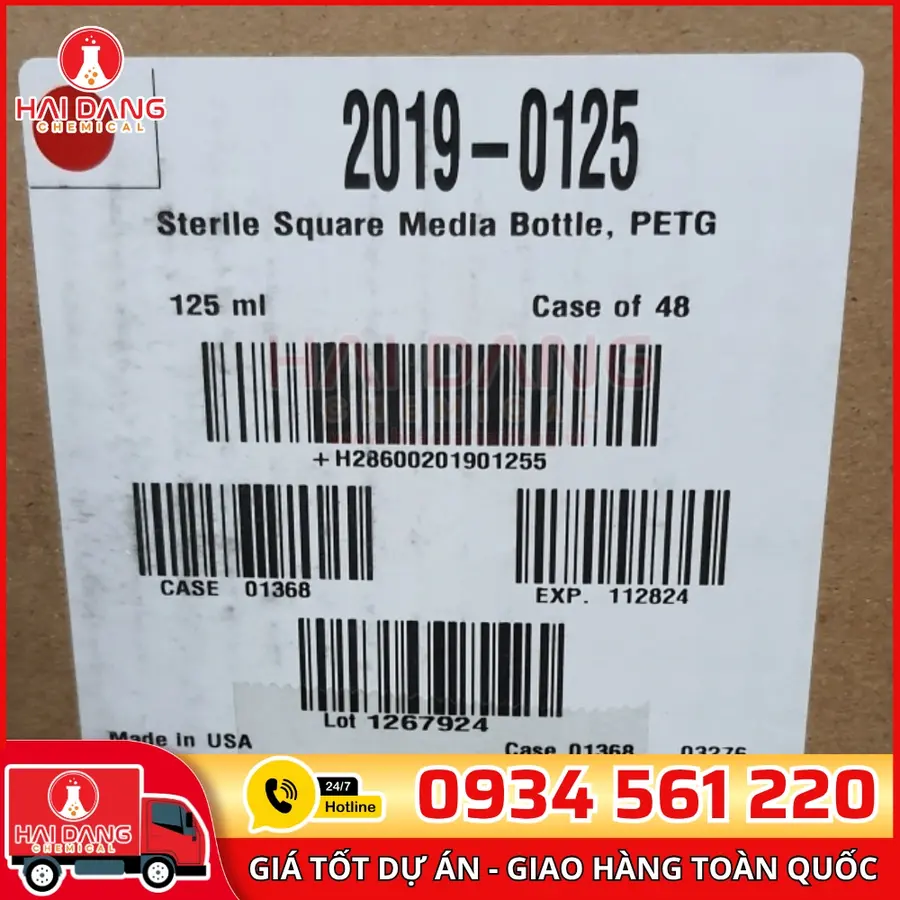 Chai Vuông Bằng PETG 125mL, Tiệt Trùng – Hãng Thermo - Mỹ