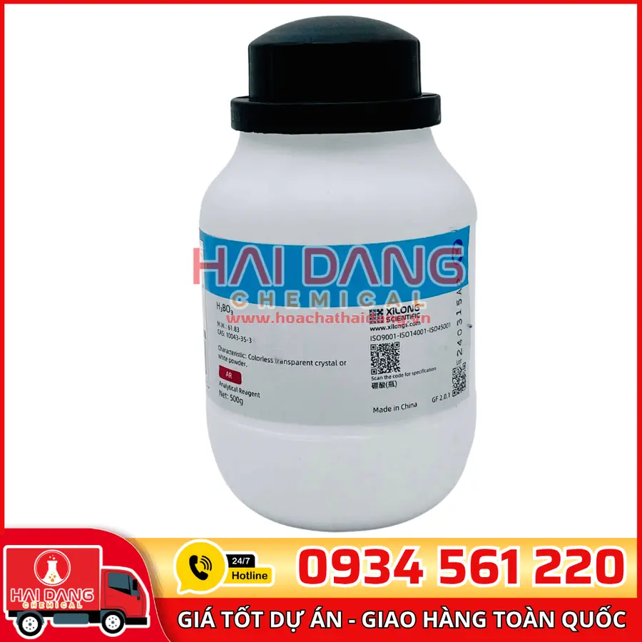 Benzoic Acid H3BO3, lọ 500g - hãng Xilong