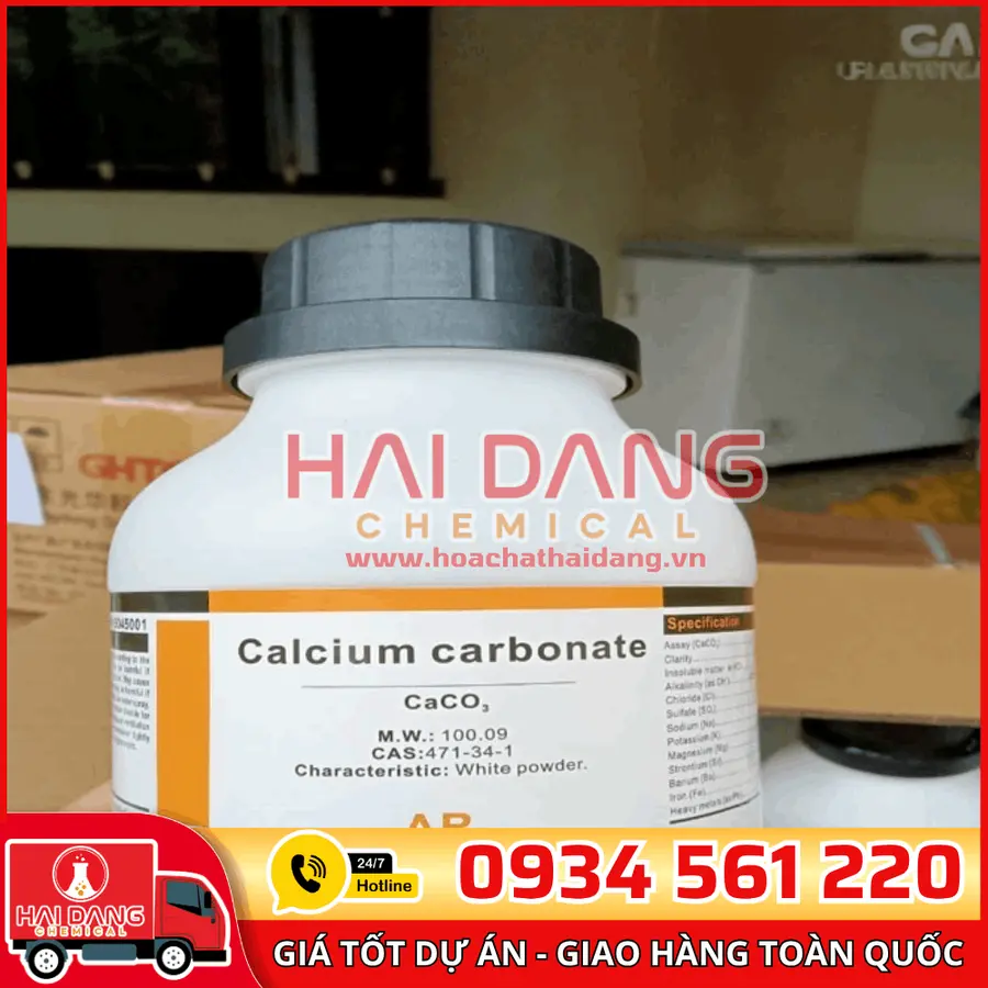 Calcium Carbonate CaCO₃, lọ 500g - hãng Xilong