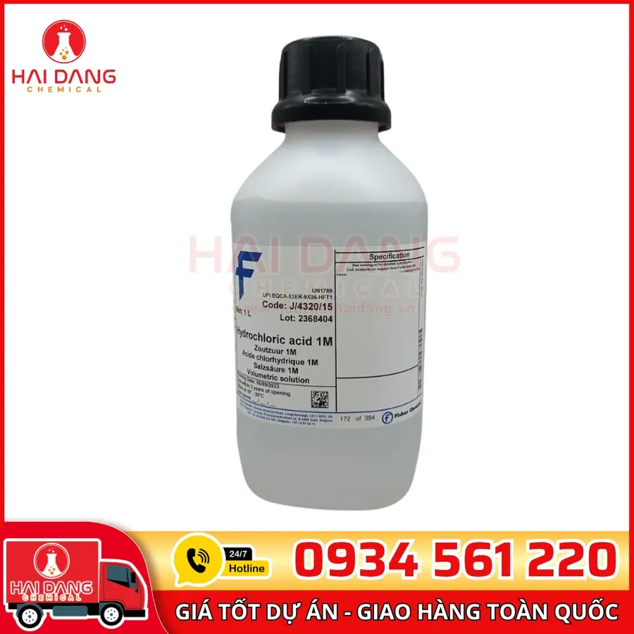Hydrochloric Acid Solution 1M (1N)  lọ 1l, hãng Fisher