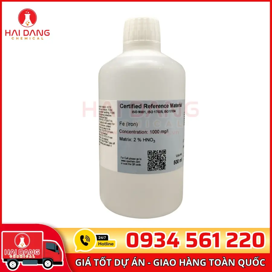 Dung Dịch Chuẩn Iron (Fe) 1g/L 500mL Cho AAS CPAchem