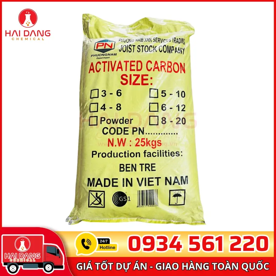 Than Hoạt Tính Gáo Dừa TAK Iodine 500 Việt Nam Bao 25kg