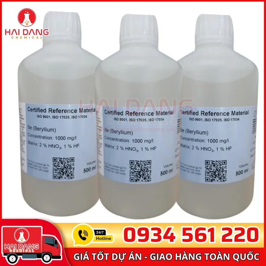 Dung Dịch Chuẩn Beryllium Be 1g/L Trong HNO3/HF 500mL – CPAchem