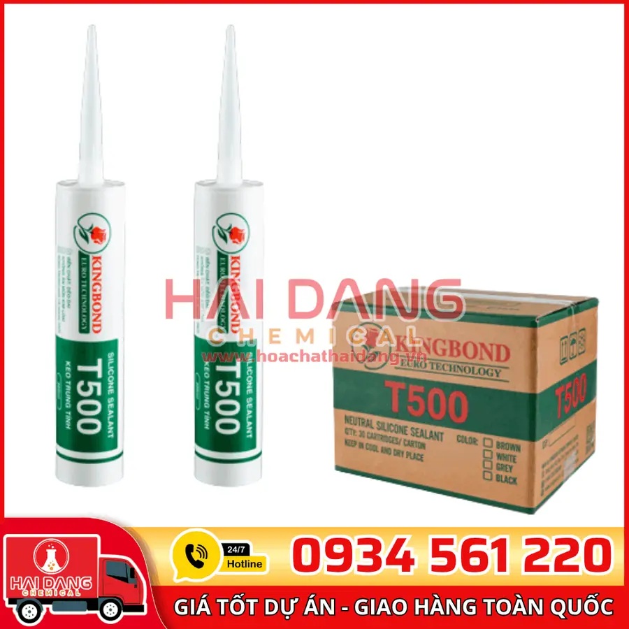 Keo Silicone Kingbond T500 – Trung Tính, Dán Kính, Trám Khe Chuyên Dụng