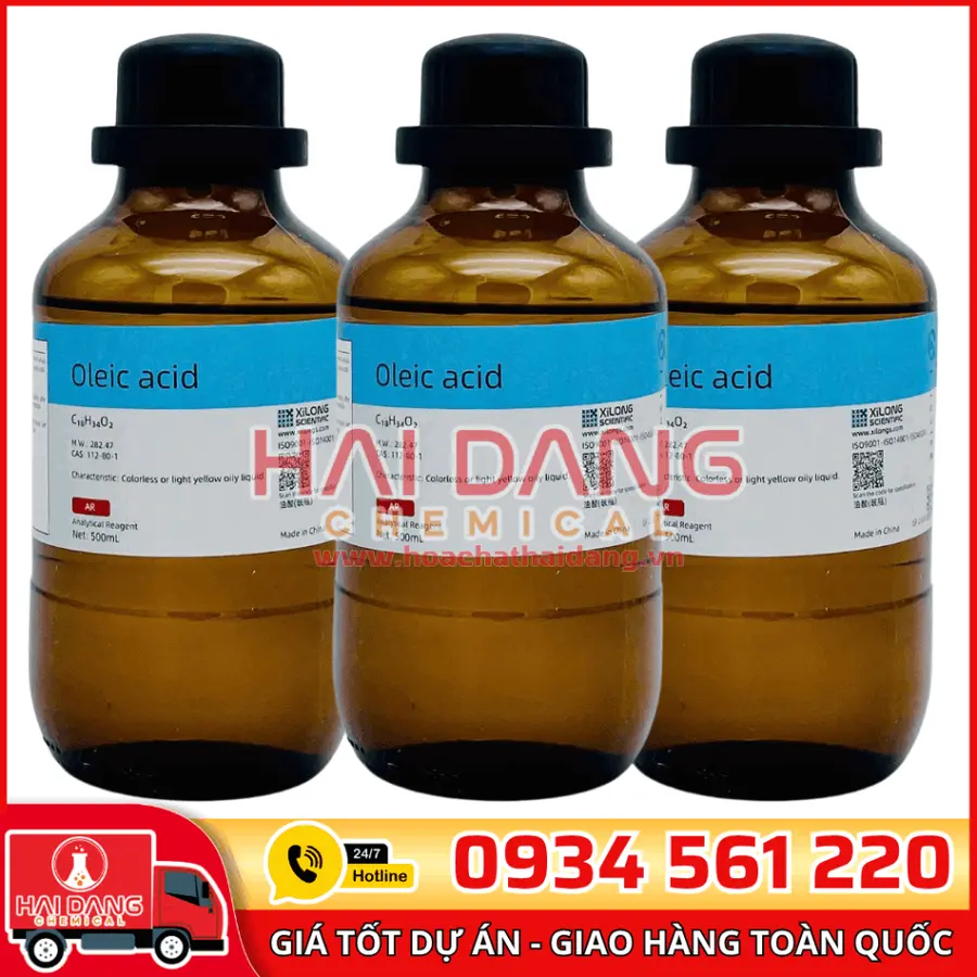 Oleic Acid C₁₈H₃₄O₂, lọ 500g - hãng Xilong