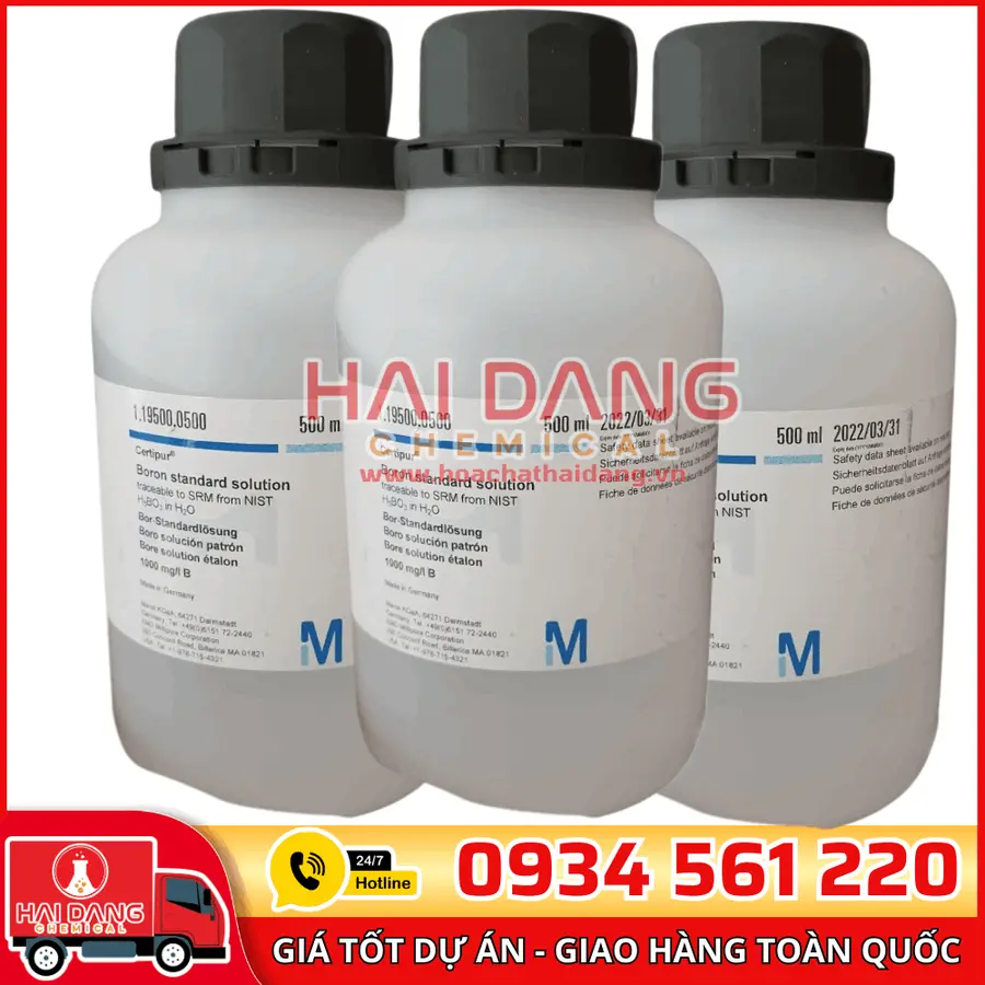 Dung dịch chuẩn Boron (B) 1000 mg/L lọ 500ml - Merck