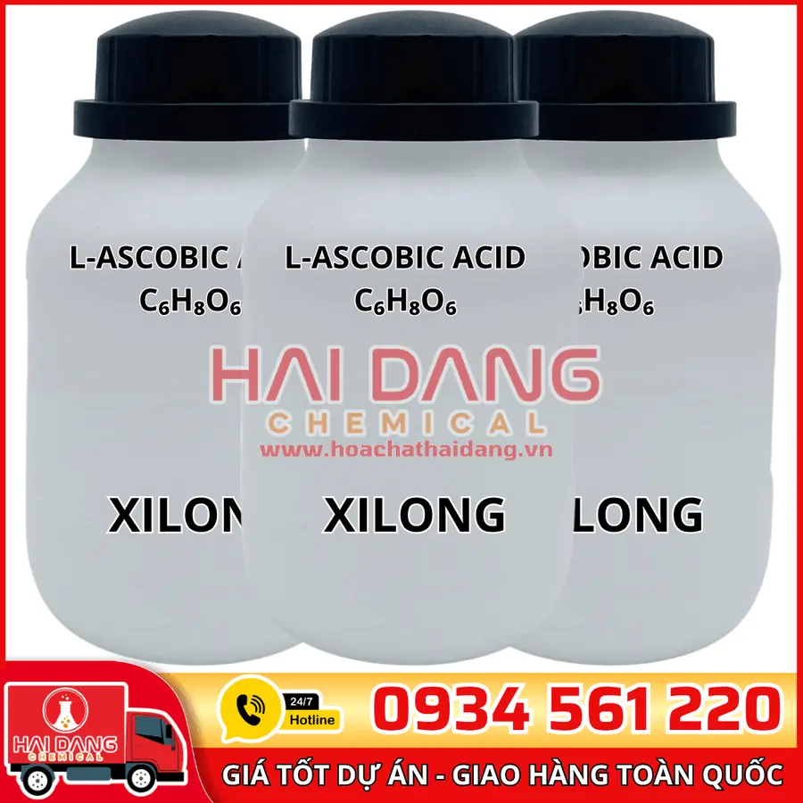 L-Ascobic Acid C₆H₈O₆, lọ 500g - hãng Xilong