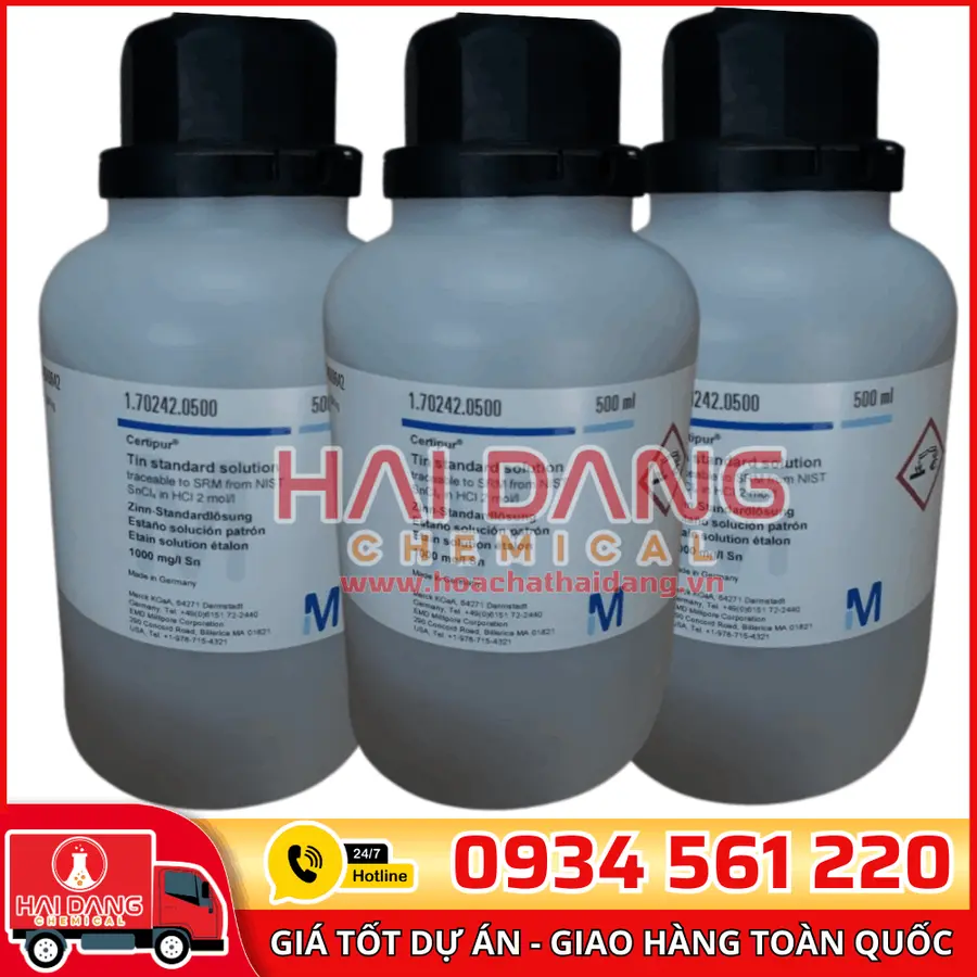 Dung dịch chuẩn Thiếc (Tin) 1000 mg/L lọ 500ml - Merck