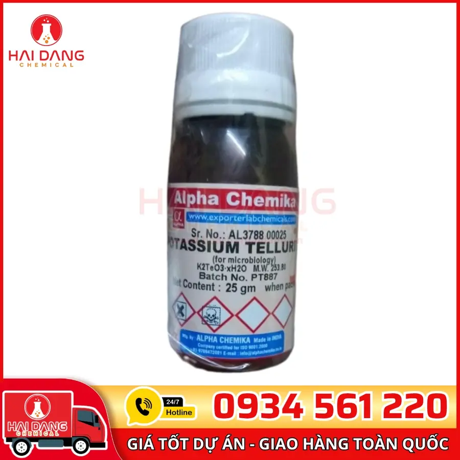 Potassium Tellurite (for microbiology)  lọ 25g, hãng Alpha Chemika