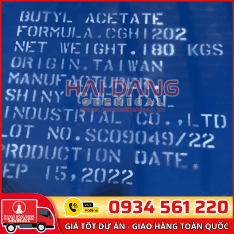 Dung Môi Butyl Acetate Taiwan C₆H₁₂O₂ Phuy 180 Kg