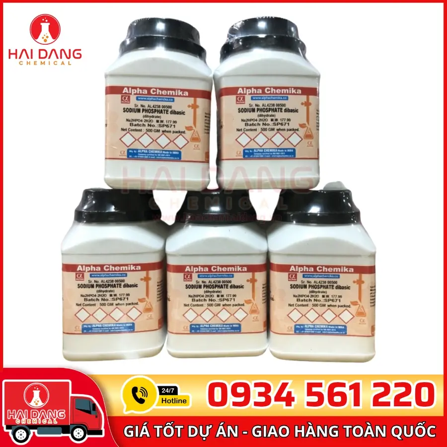 Sodium Phosphate Dibasic  lọ 500g, hãng Alpha Chemika