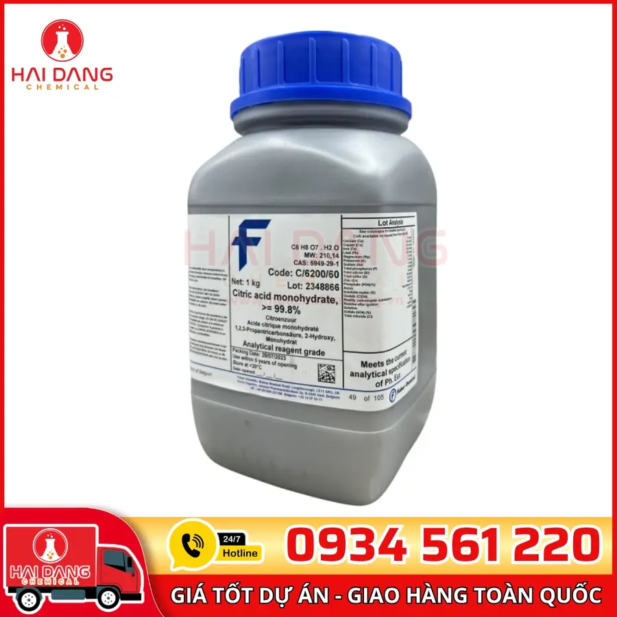Citric Acid Monohydrate  lọ 1kg, hãng Fisher