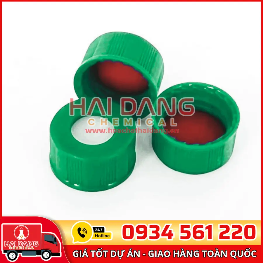 Nắp vặn màu xanh lá cho vial sắc ký 2ml, có septa Red PTFE/White Silicone, hãng ALWSCI/Labfil – Trung Quốc