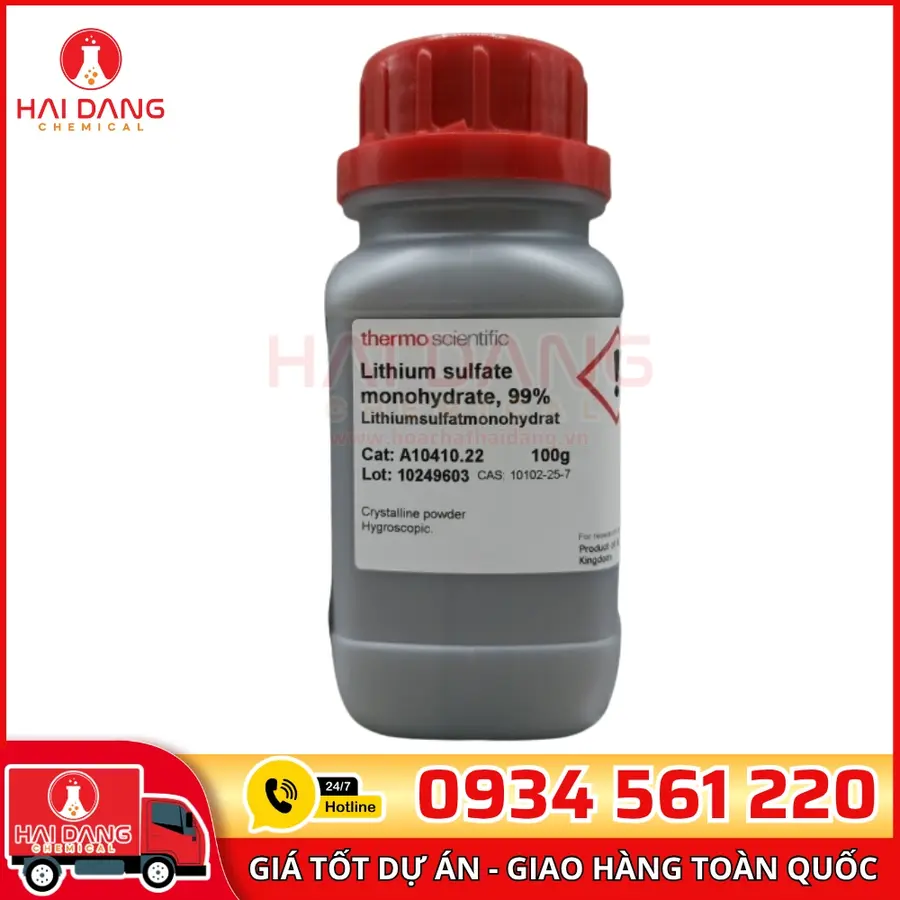 Lithium sulfate monohydrate 99%  lọ 1kg, hãng Fisher