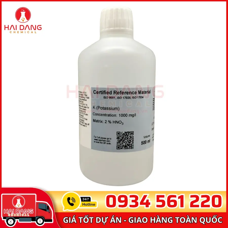 Dung Dịch Chuẩn K 1g/L Chai 500ml Dùng Cho AAS – CPAchem