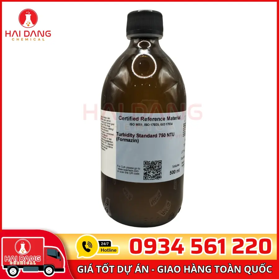 Dung Dịch Chuẩn Độ Đục 750 NTU – Turbidity Standard 750 NTU (Formazin) – 500 mL, Hãng CPAchem – Bulgaria