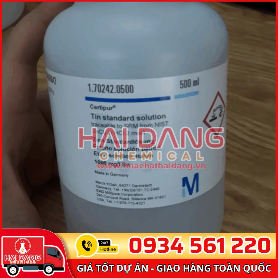 Dung dịch chuẩn Thiếc (Tin) 1000 mg/L lọ 500ml - Merck