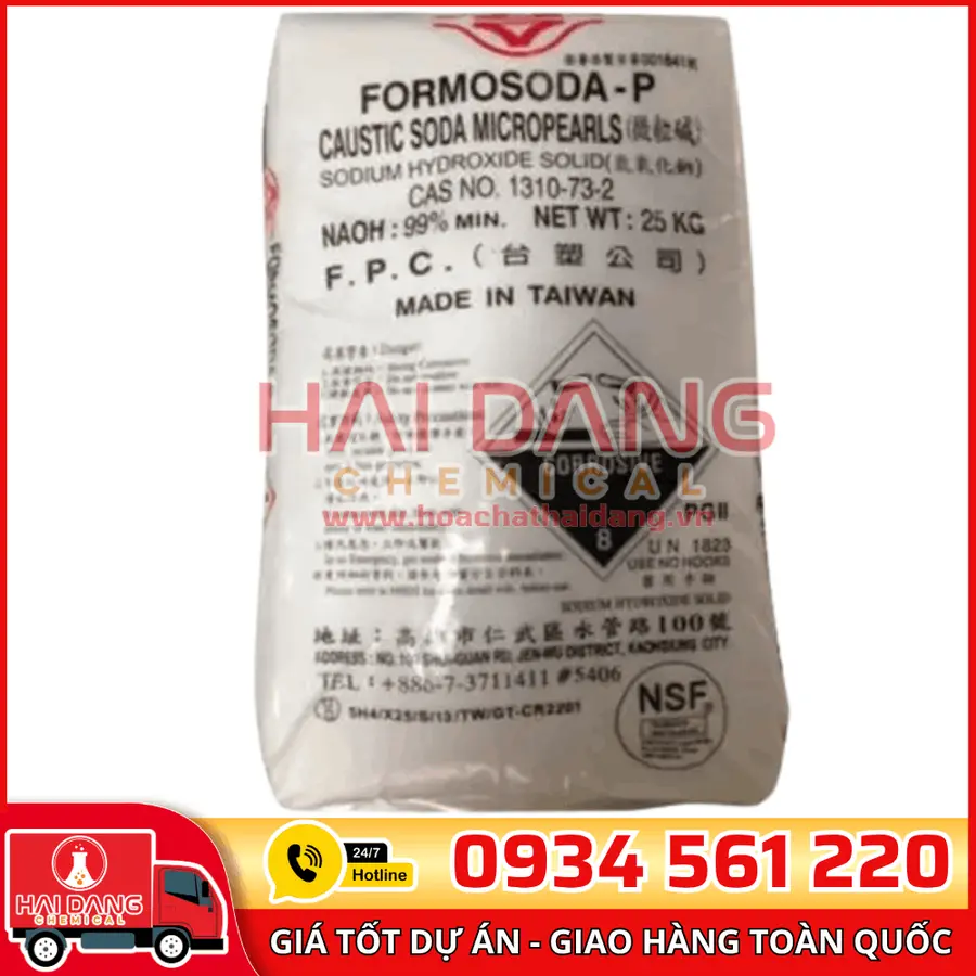 Caustic Soda Xút Vảy Sodium Hydroxide NaOH 99% Đài Loan