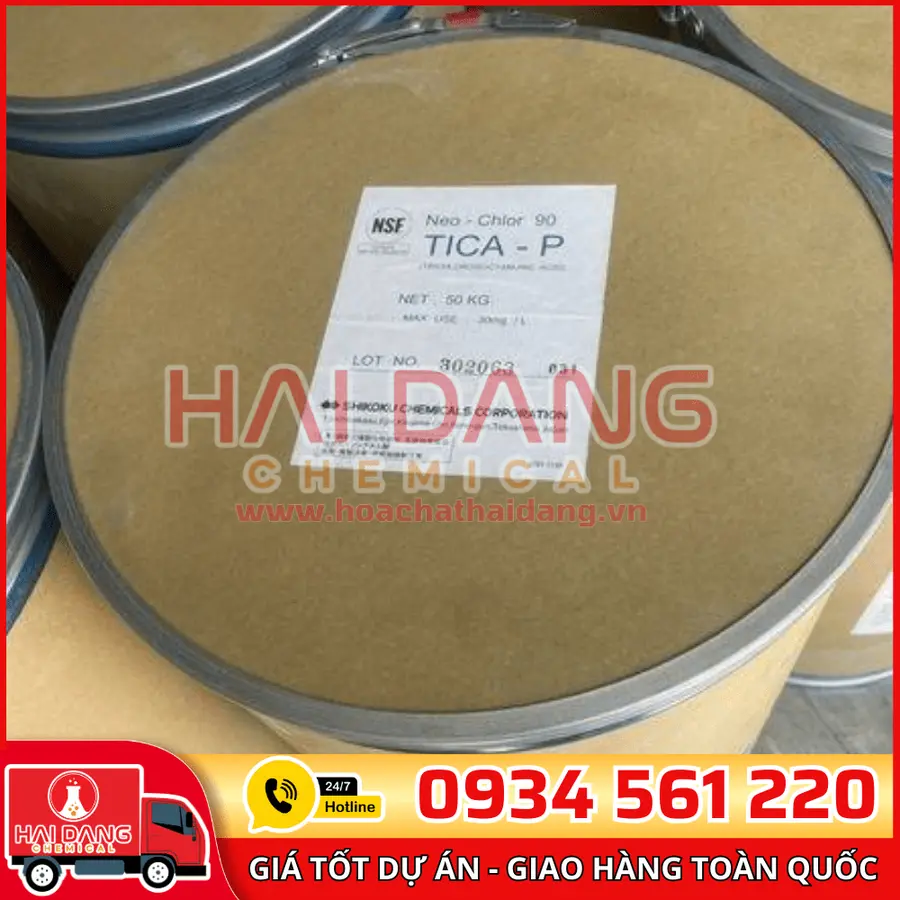 TCCA Trichloroisocyanuric Acid Shikoku 90% C₃Cl₃N₃O₃ Nhật Bản