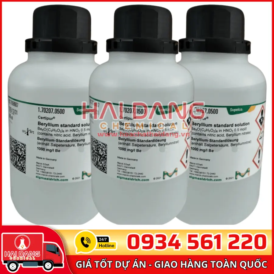 Dung dịch chuẩn Beryllium (Be) 1000 mg/L lọ 500ml - Merck