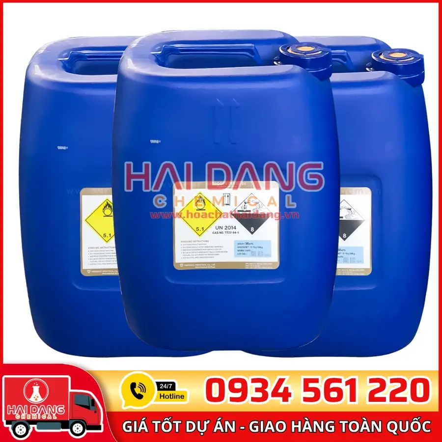 Oxy Già H2O2 50% – Hóa Chất Hồ Bơi Giá Tốt, Làm Sạch Nước Hiệu Quả