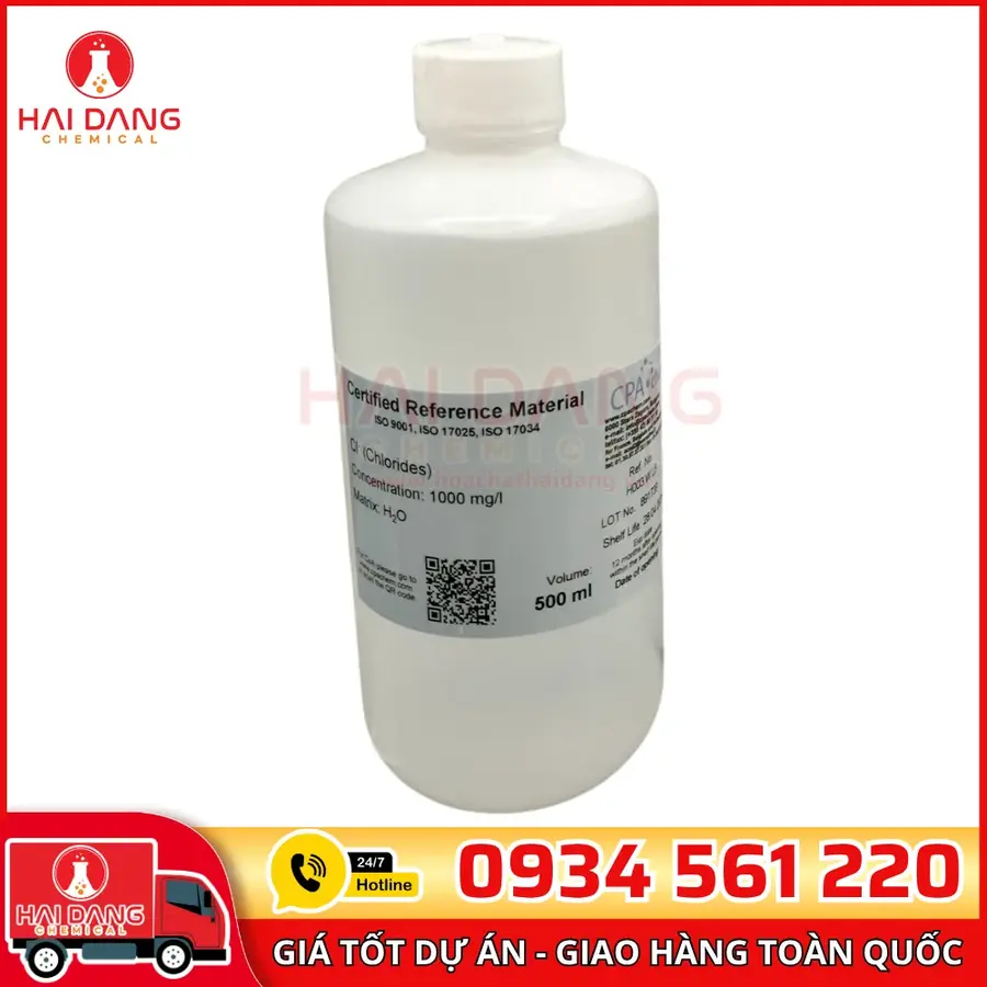 Chlorides Cl 1000 mgL 500ml Dung Dịch Chuẩn IC CPAchem