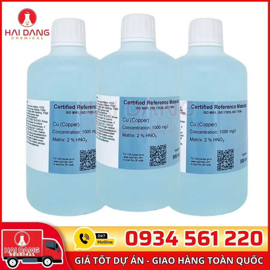 Dung Dịch Chuẩn Cu 1g/L Chai 500ml Dùng Cho AAS – CPAchem