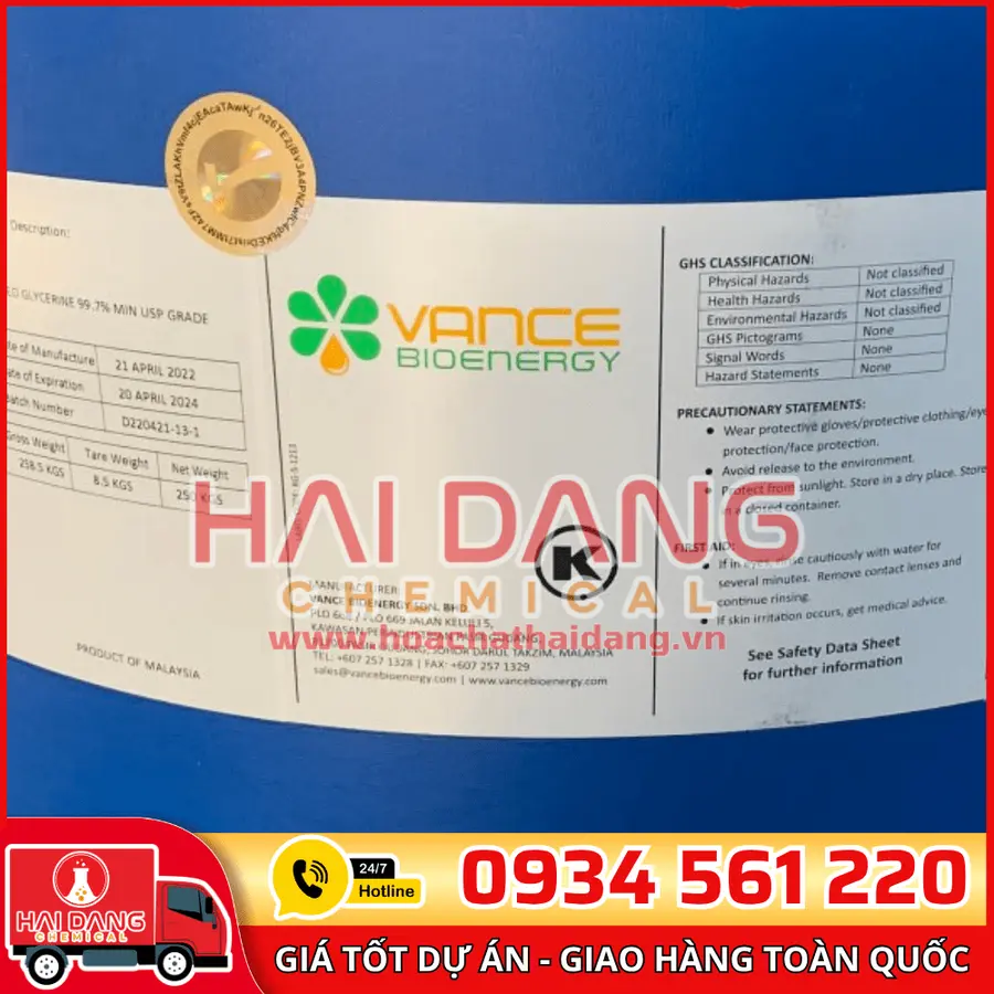 Glycerin – Chất Dưỡng Ẩm Dịu Nhẹ Trong Sản Xuất Tẩy Rửa