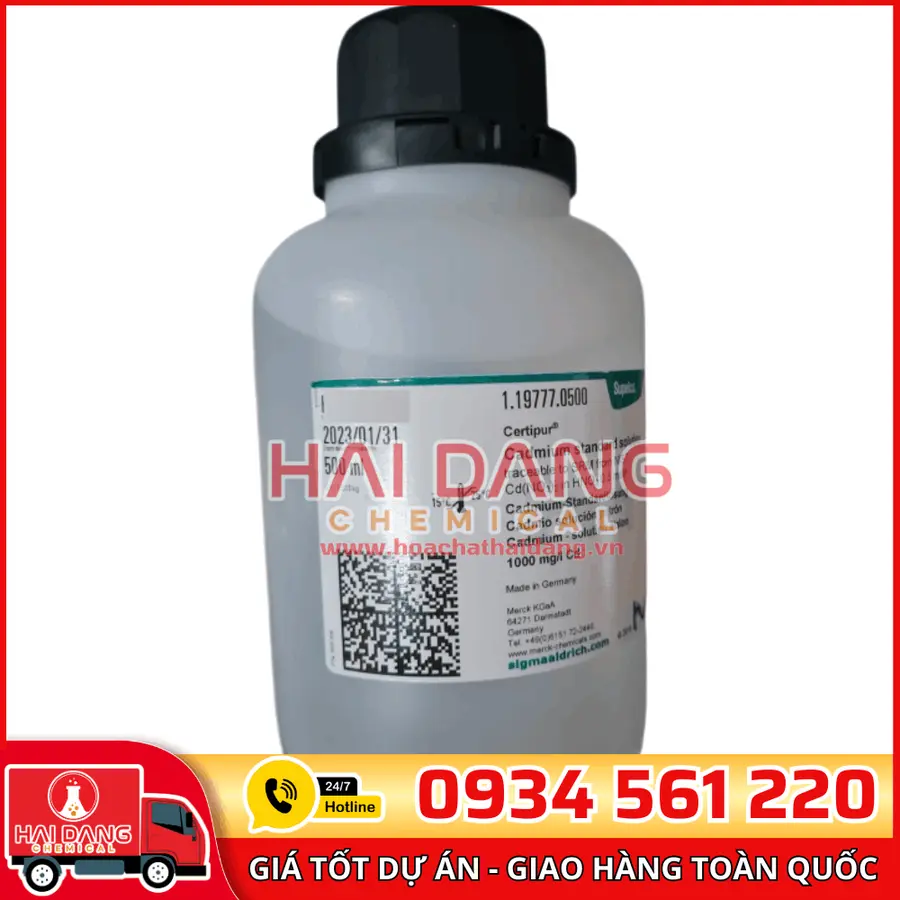 Dung dịch chuẩn Cadmium (Cd) 1000 mg/L lọ 500ml - Merck 
