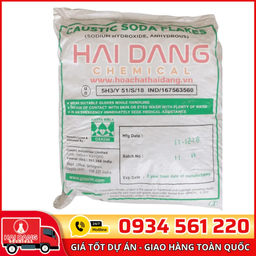 Xút Vảy Sodium Hydroxide NaOH 99% Ấn Độ