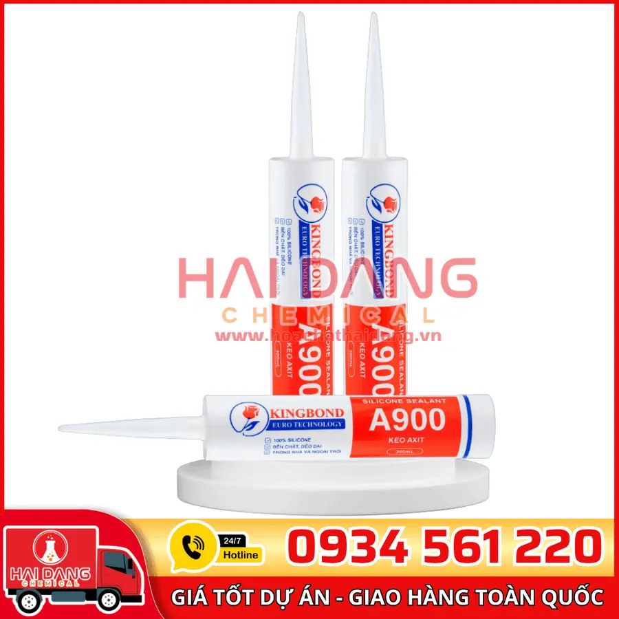 Keo Silicone Axit Kingbond A900 – Dán Kính, Trám Khe, Chống Thấm
