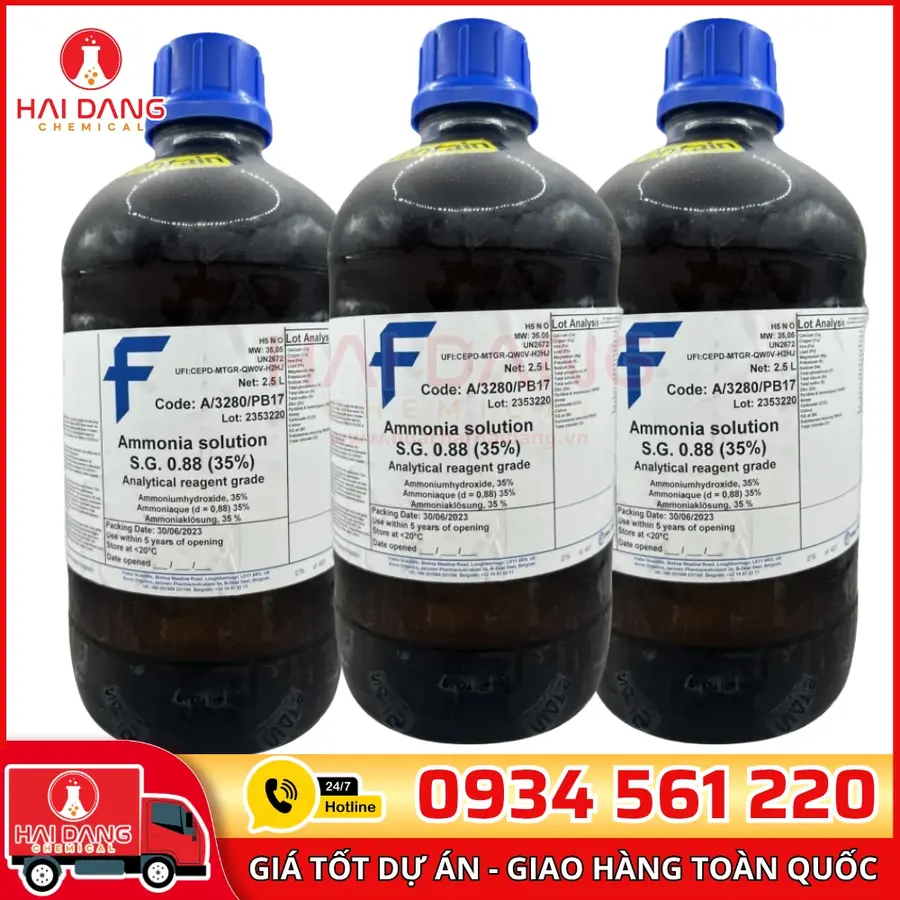 Ammonia Solution 35%  lọ 2,5l, hãng Fisher