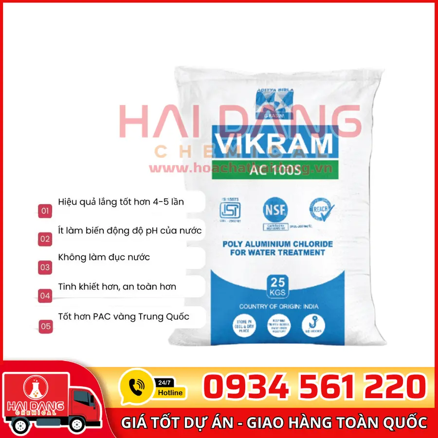 Poly Aluminium Chloride PAC Vikram Powder 31% Ấn Độ