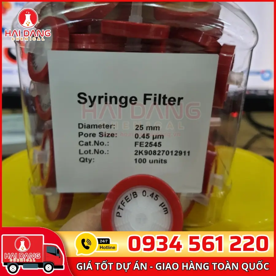 Đầu Lọc PTFE Kị Nước 0.45μm – Ø13mm – Trung Quốc