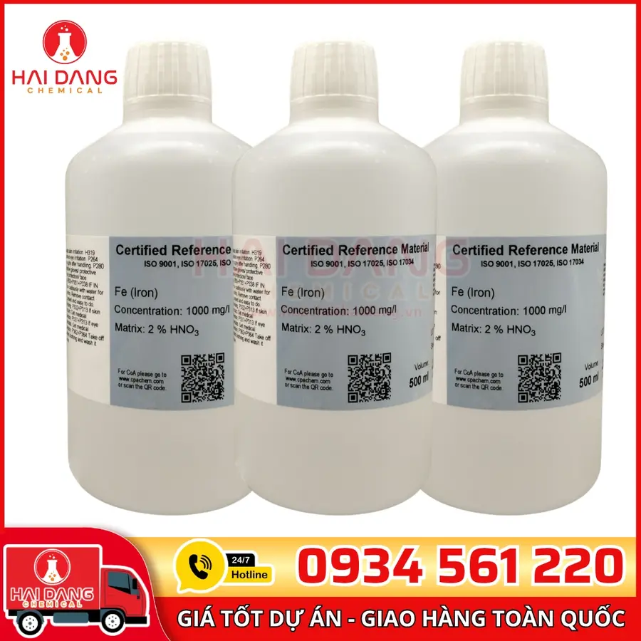 Dung Dịch Chuẩn Iron (Fe) 1g/L 500mL Cho AAS CPAchem