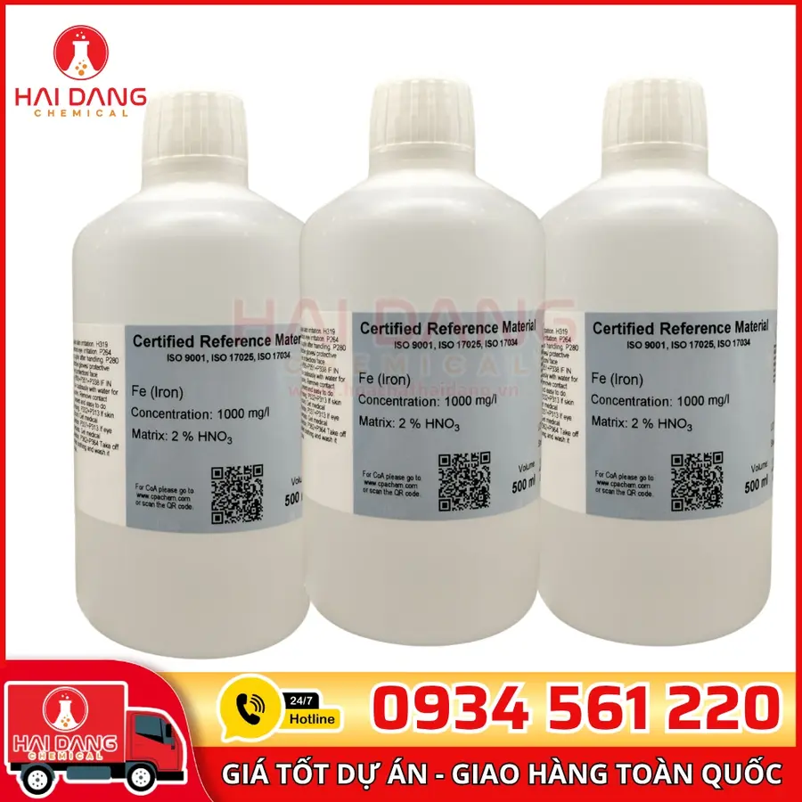 Dung Dịch Chuẩn Fe 1g/L Chai 500ml Dùng Cho AAS – CPAchem