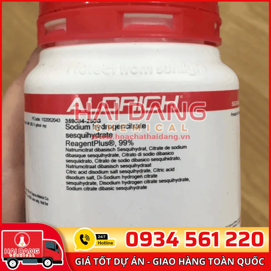 Sodium hydrogencitrate sesquihydrate lọ 250g, hãng Sigma
