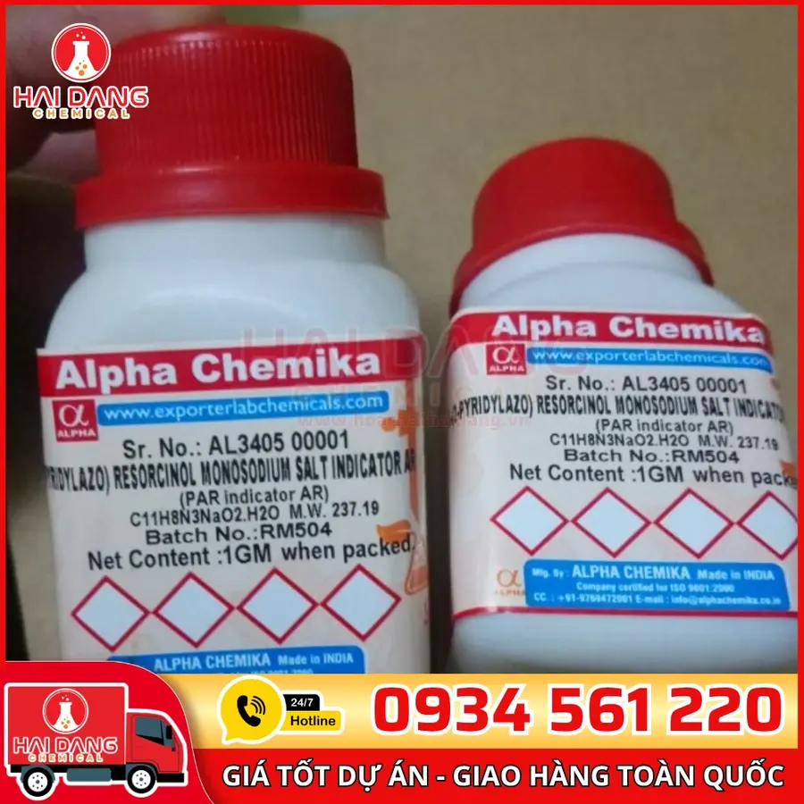4-(2-Pyridylazo) Resorcinol Monosodium Salt Indicator AR (Par Indicator)  lọ 1g, hãng Alpha Chemika