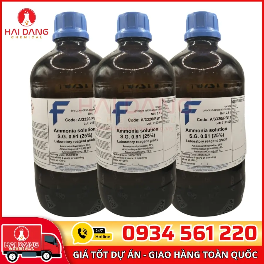 Ammonia Solution 25% lọ 2,5l, hãng Fisher