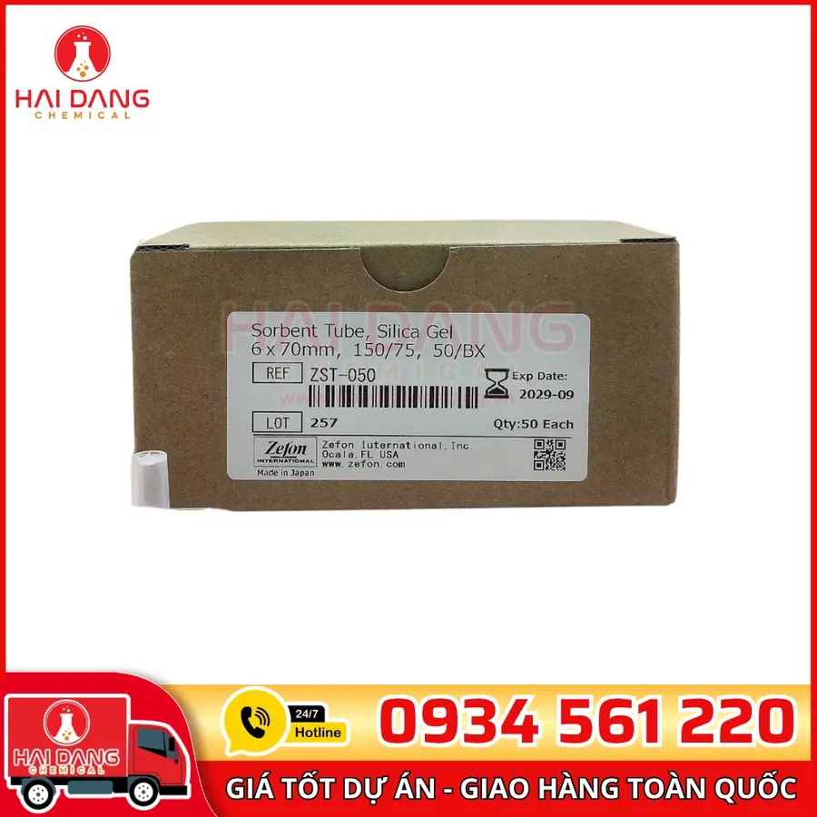 Ống Hấp Thụ Silica Gel, 6x70, 100/50, 50/BX, mã ZST-051 – Zefon, Mỹ