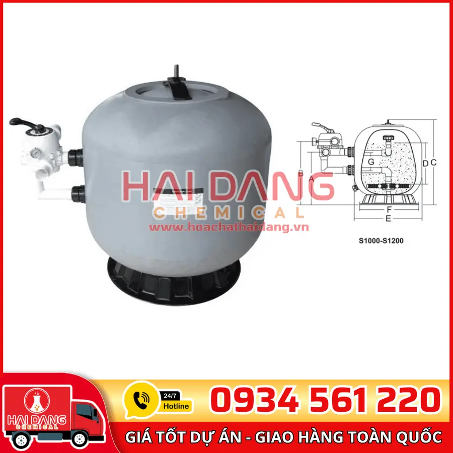 Bình Lọc Cát Emaux S1000–S1200 – Lọc Mạnh Cho Hồ Bơi Kinh Doanh